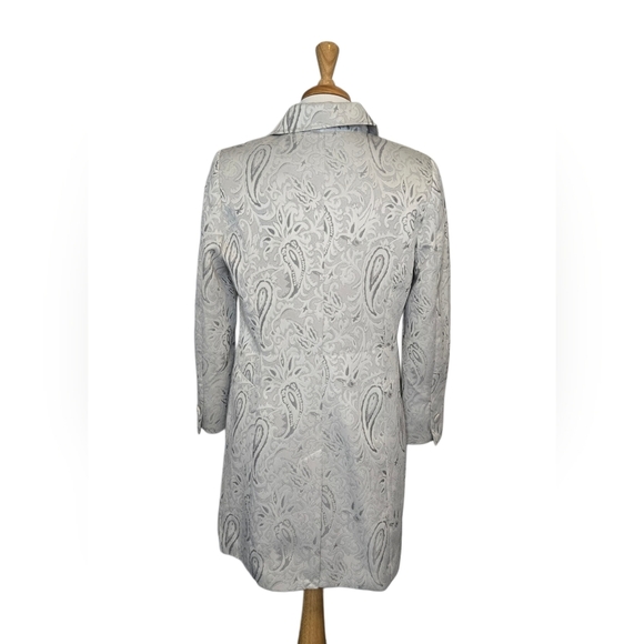 Vintage Jessica Paisley Brocade Coat Jacket Women’s Size 16 Longline Silver Gray - Picture 2 of 10